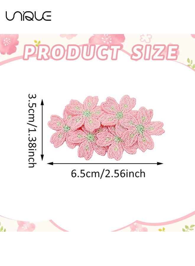 Unique 10 Pcs Cherry Blossom Hair Clips, Cute Side Bangs Barrettes, Non-Slip Alligator Hairpins Sakura Barrettes, knitted Floral Hair Accessories for Women Beach Wedding Everyday Style - 5 Colors - Image 2